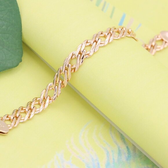 "Elegant Gold Plated Rose Gold Chain Link Bracelet for Women, XPBL1087 - Picture 7 of 12